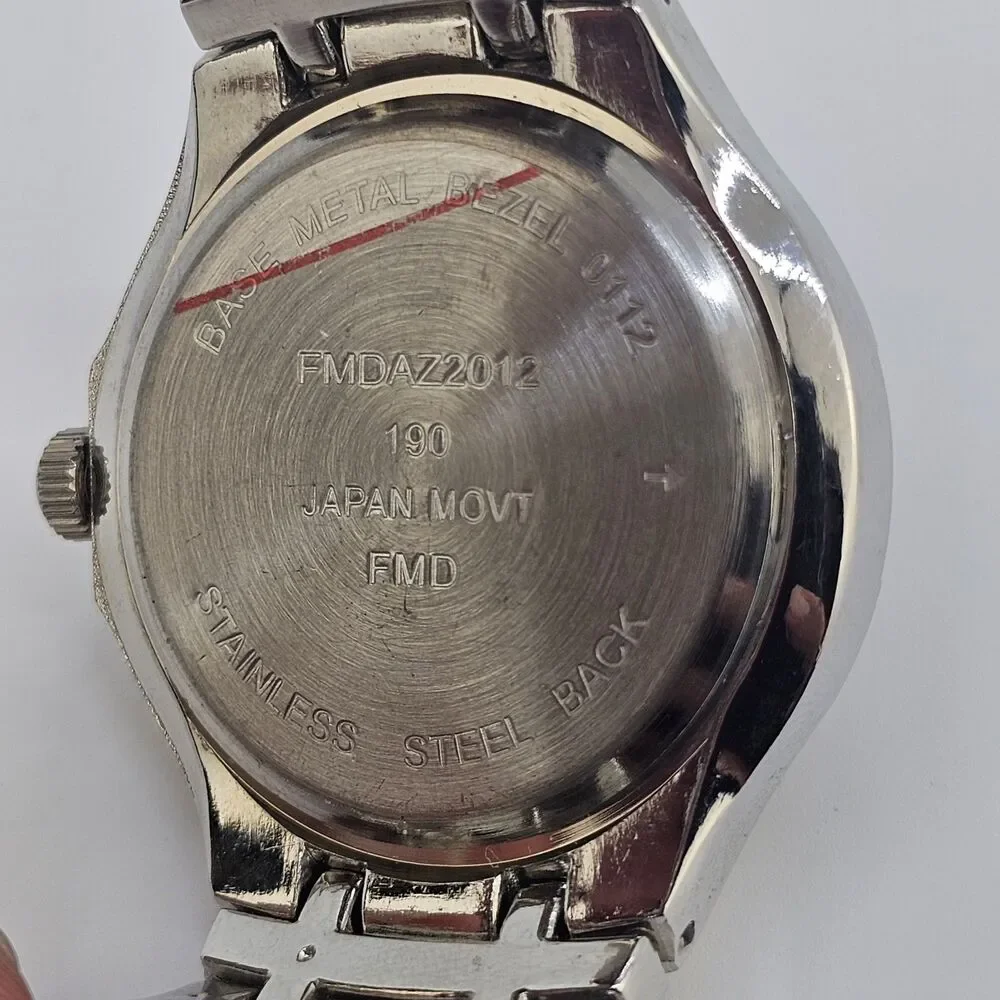 Chrome Men's Watch 42MM‎ Black Dial Gray Case Bracelet Band 7.5